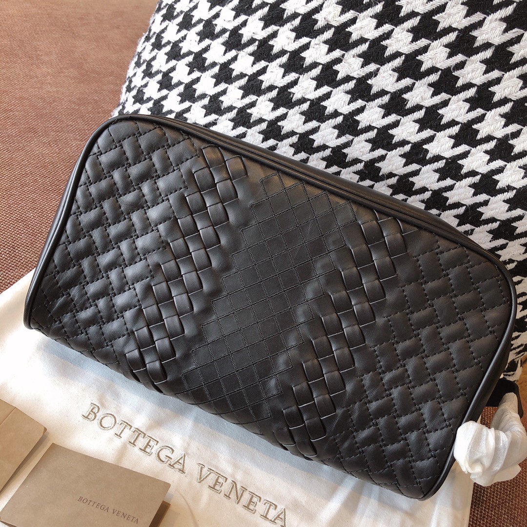 黑色#Bottega veneta 20新款编织手抓包大容量男士手包26cm